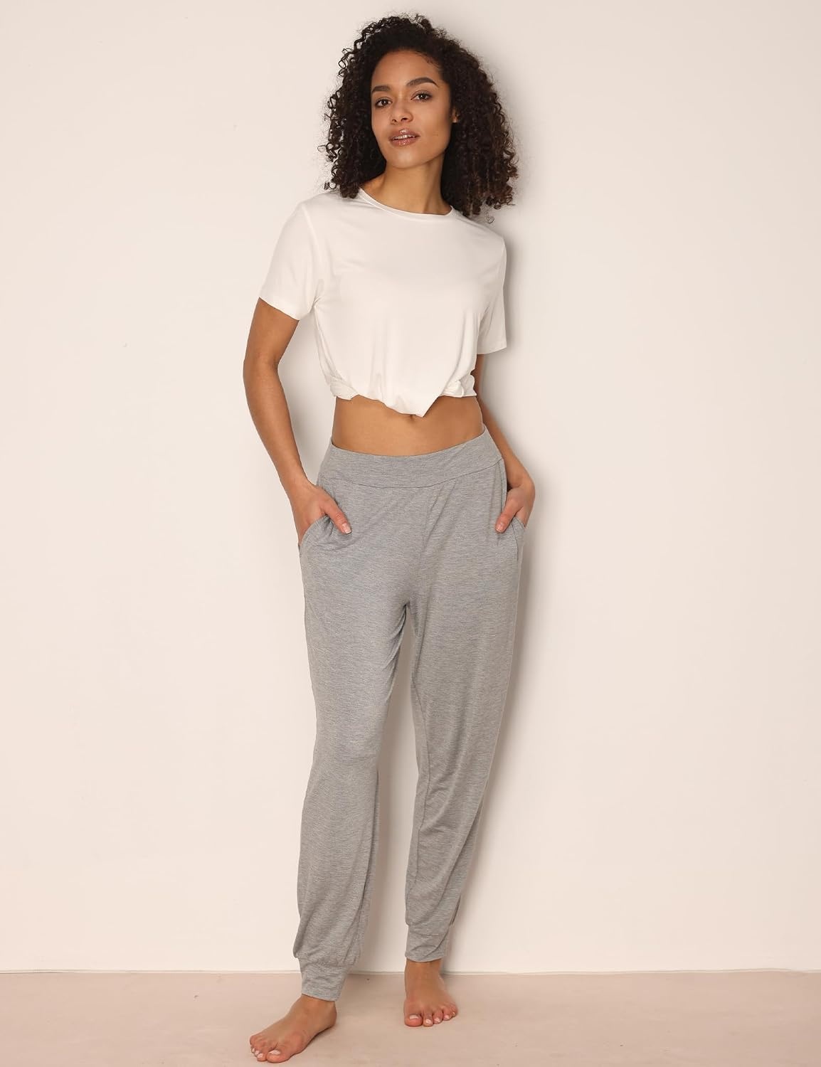 image:imageGYS Womens Bamboo Viscose Jogger Pajama PantsHeather Grey