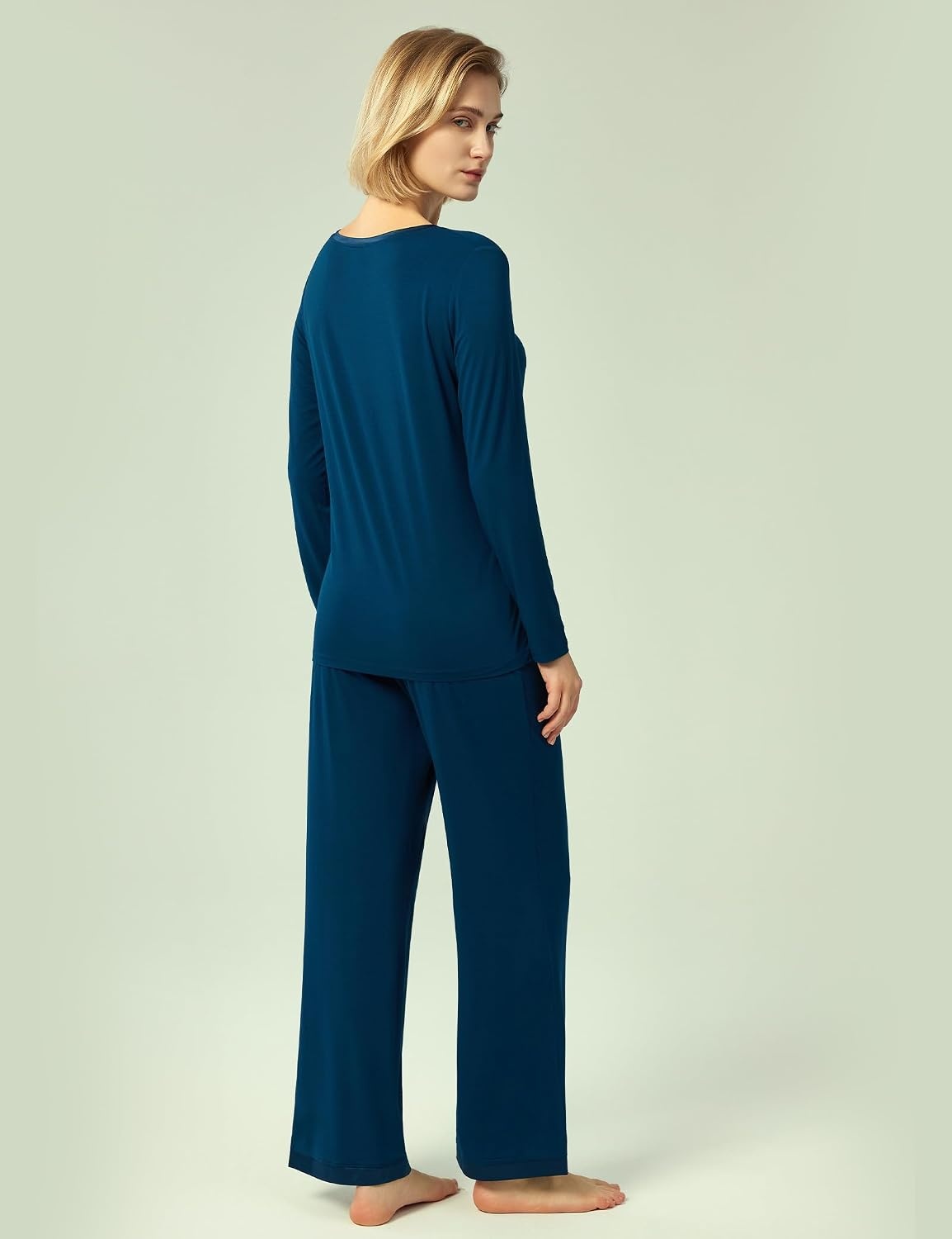 image:imageGYS Womens Bamboo Viscose Long Sleeve Pajamas SetA Ink Blue