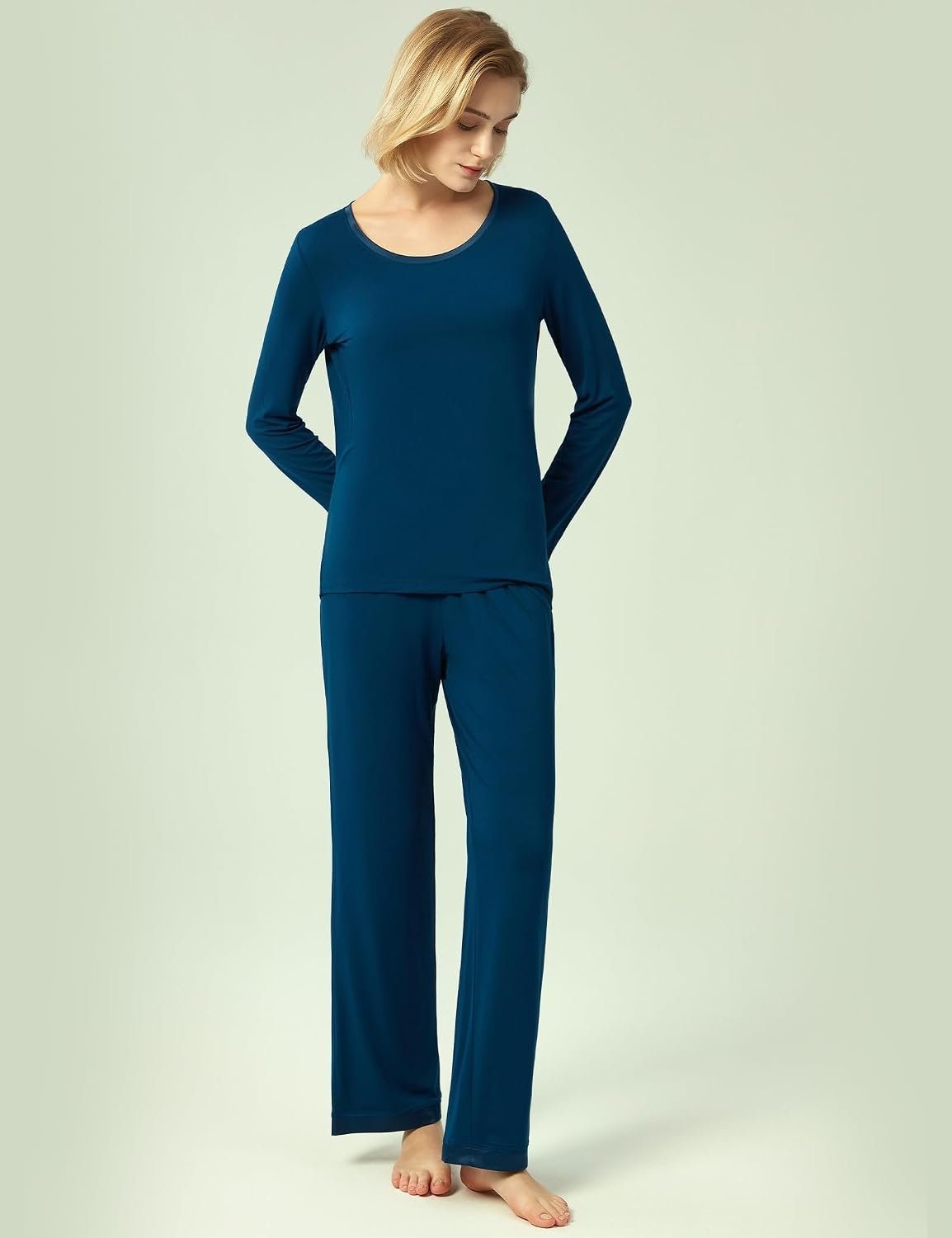 image:imageGYS Womens Bamboo Viscose Long Sleeve Pajamas SetA Ink Blue