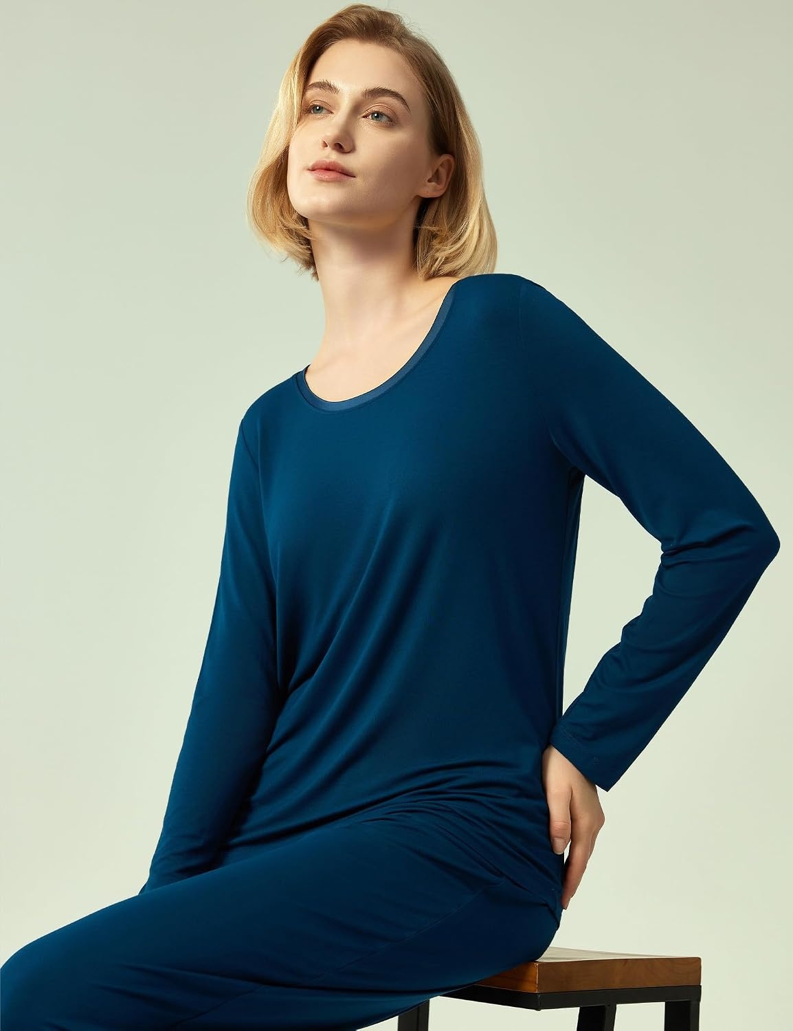 image:imageGYS Womens Bamboo Viscose Long Sleeve Pajamas SetA Ink Blue