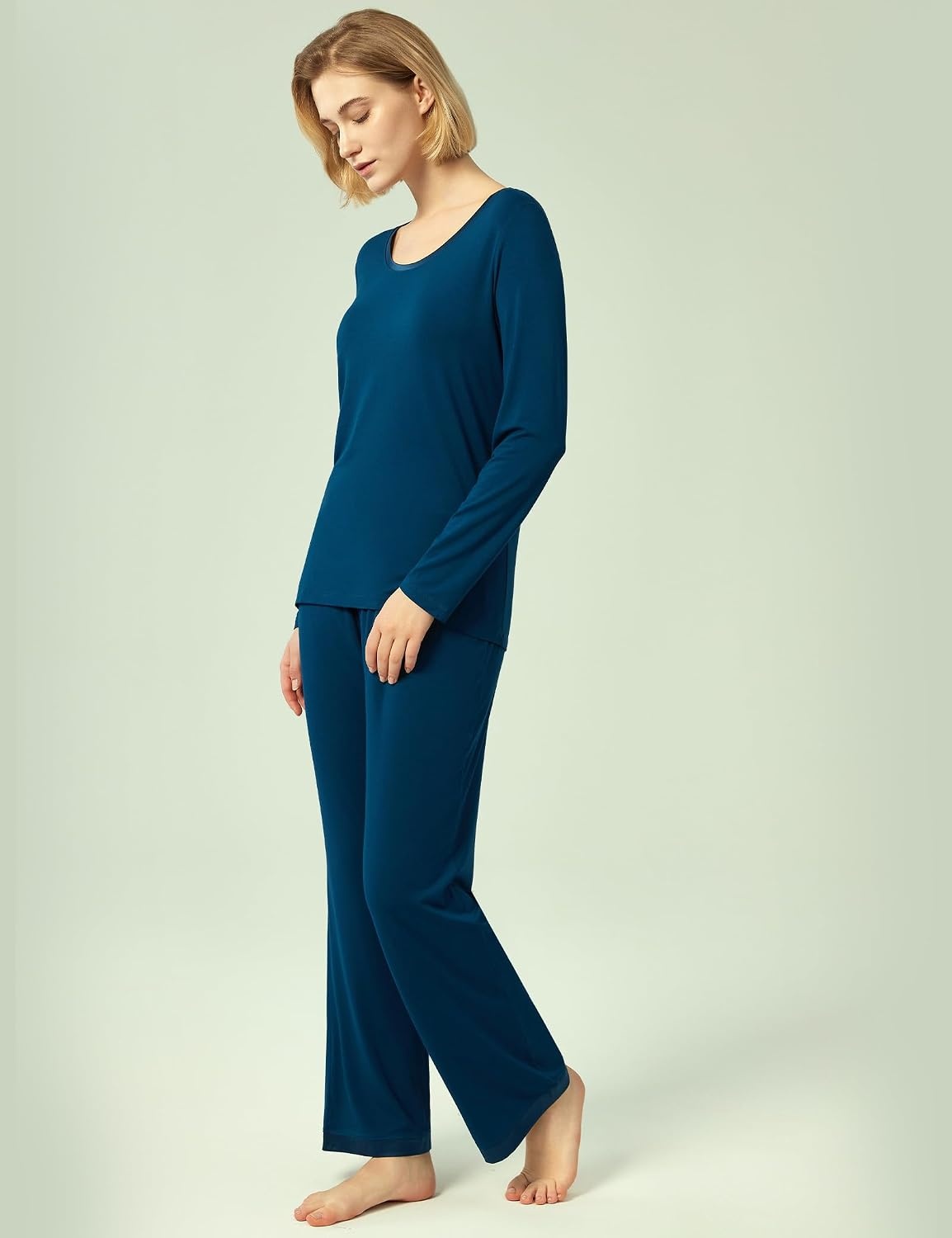 image:imageGYS Womens Bamboo Viscose Long Sleeve Pajamas SetA Ink Blue