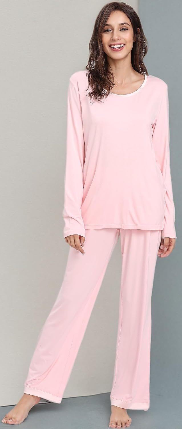 image:imageGYS Womens Bamboo Viscose Long Sleeve Pajamas SetA Pink