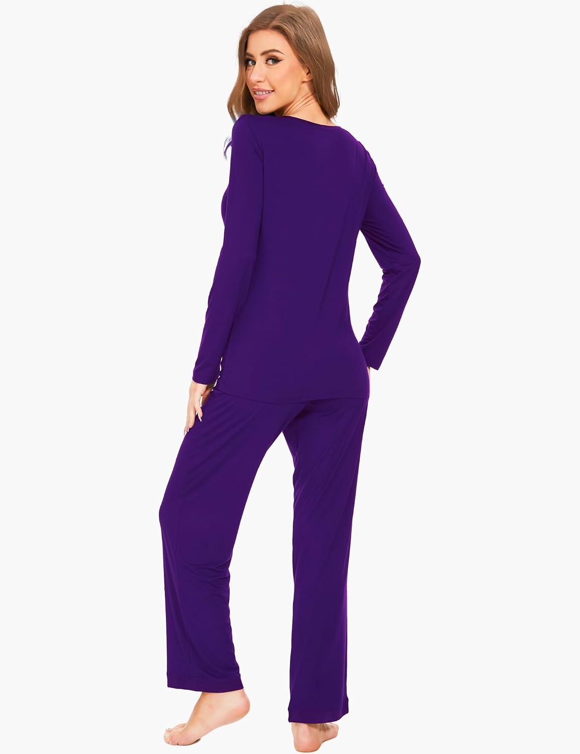 image:imageGYS Womens Bamboo Viscose Long Sleeve Pajamas SetA Purple