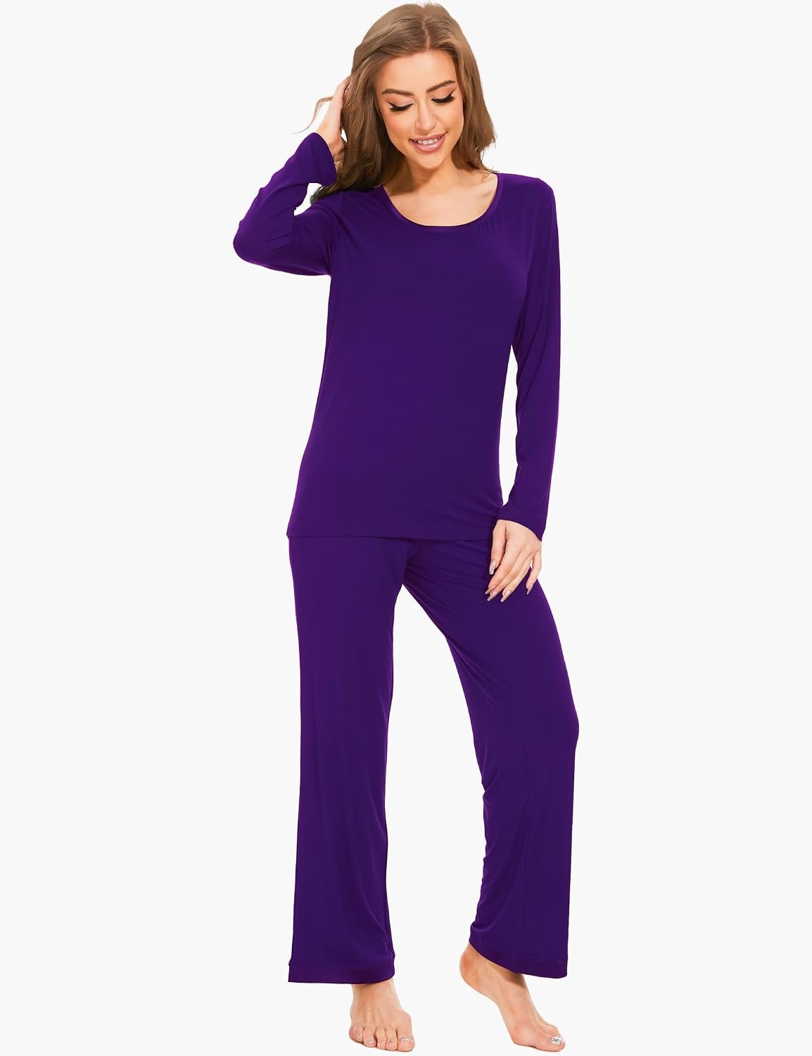 image:imageGYS Womens Bamboo Viscose Long Sleeve Pajamas SetA Purple