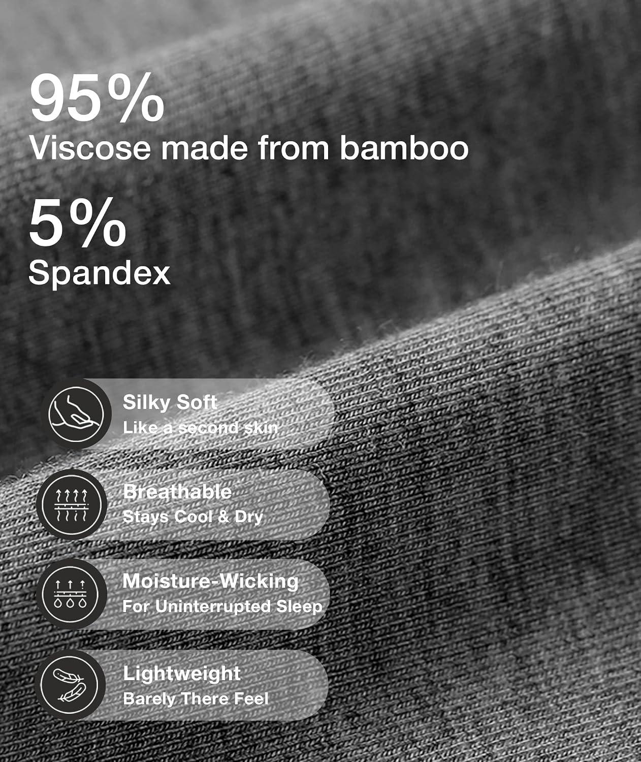 image:imageGYS Womens Bamboo Viscose Long Sleeve Pajamas SetB Dark Heather Grey