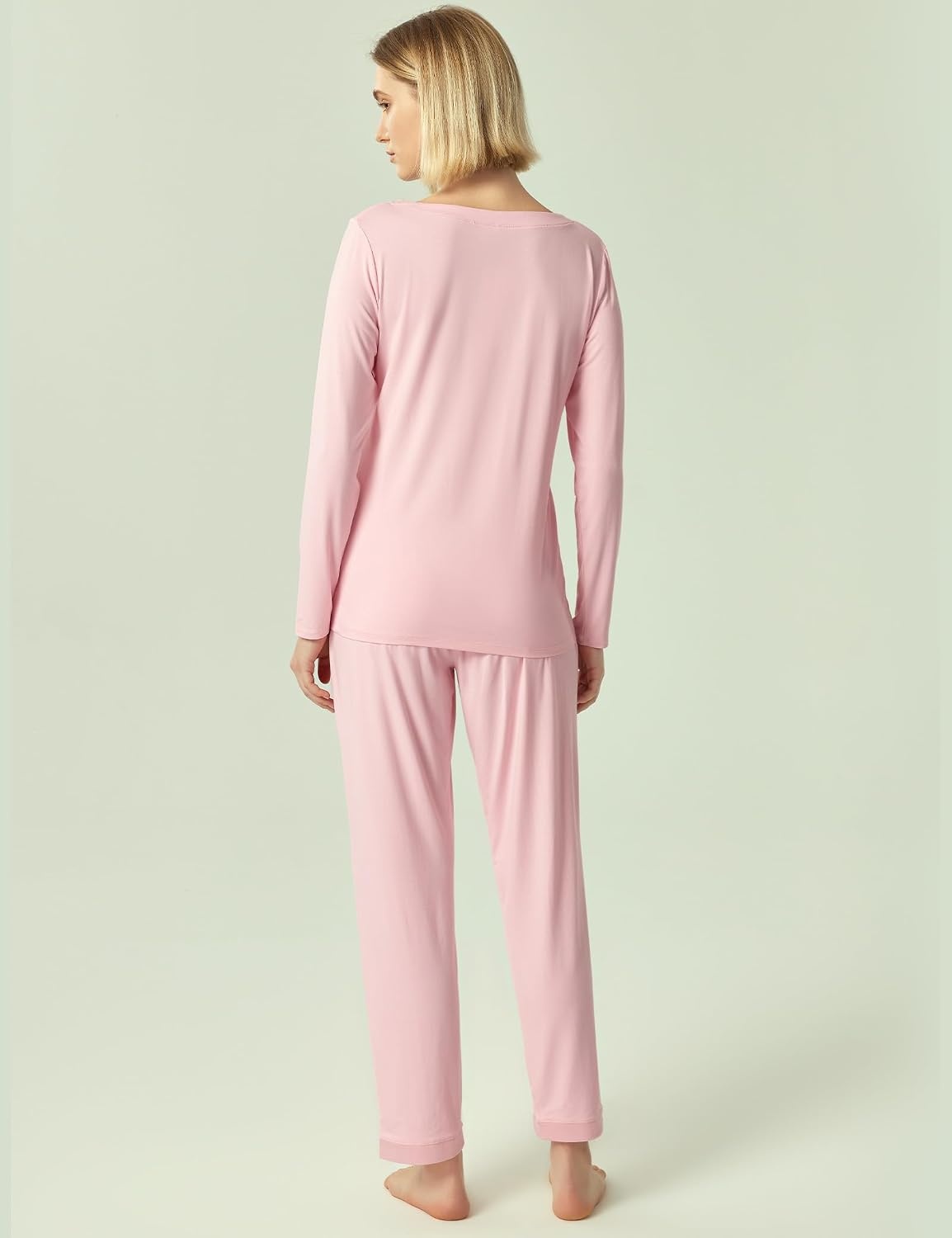 image:imageGYS Womens Bamboo Viscose Long Sleeve Pajamas SetB Pink