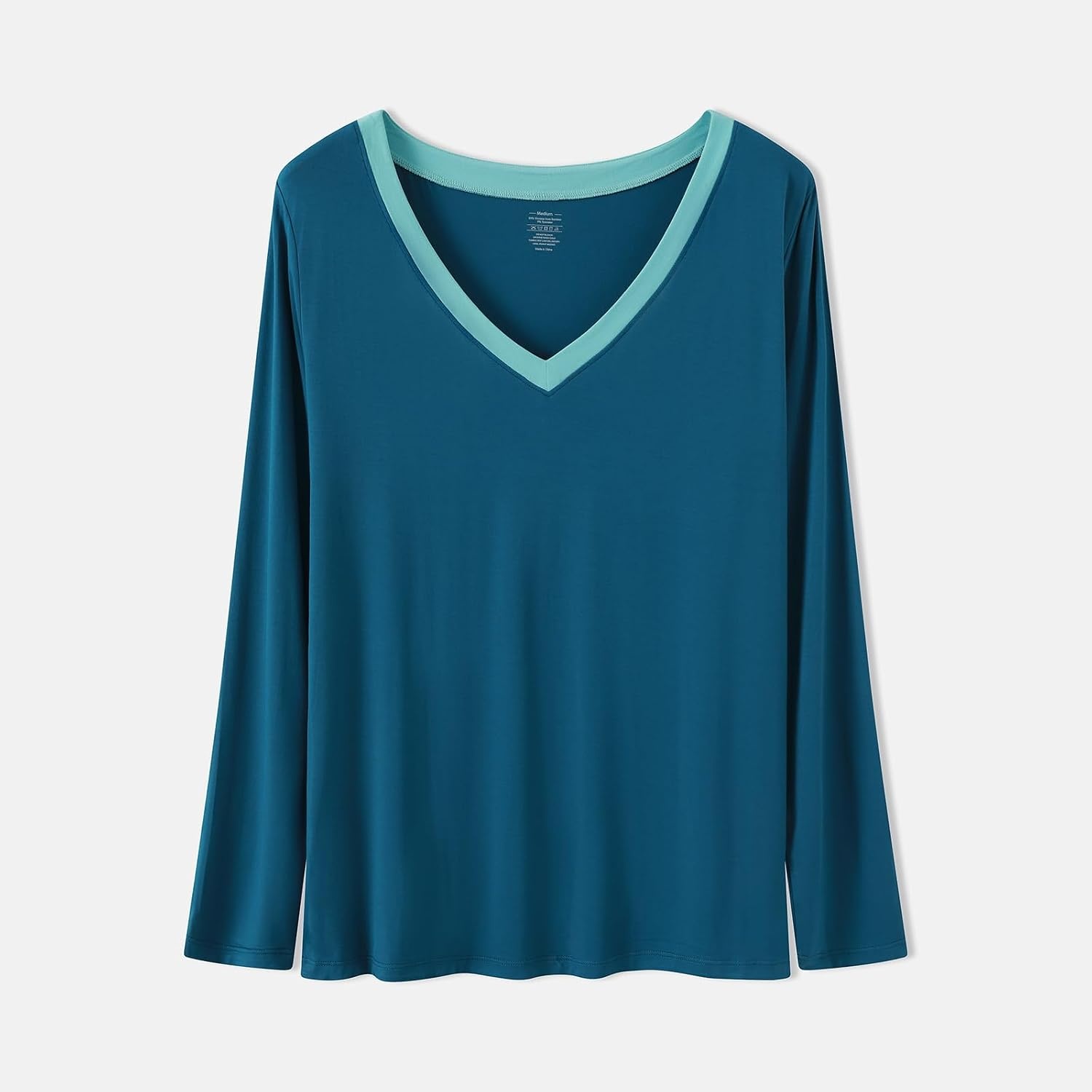 image:imageGYS Womens Bamboo Viscose Long Sleeve Pajamas SetC Turquoise