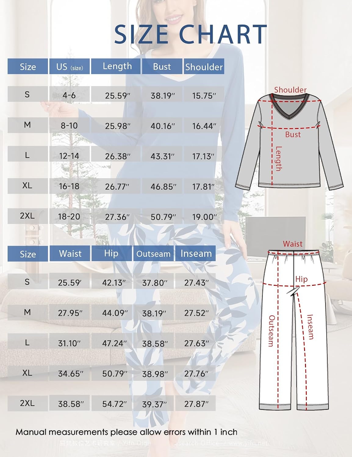 image:imageGYS Womens Bamboo Viscose Long Sleeve Pajamas SetD VioletPlants