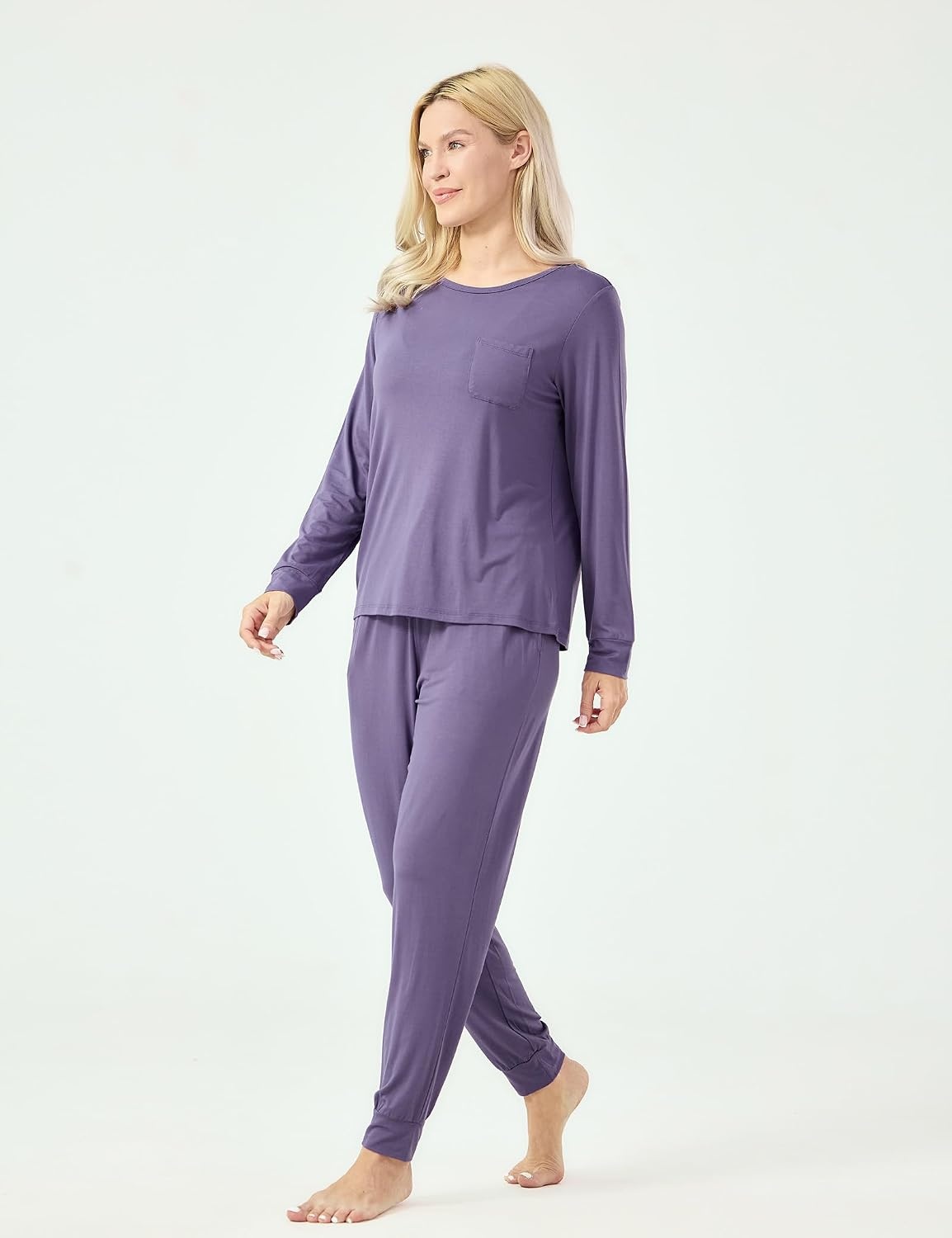 image:imageGYS Womens Bamboo Viscose Pajama Set Cooling for Hot FlashesAir Purple