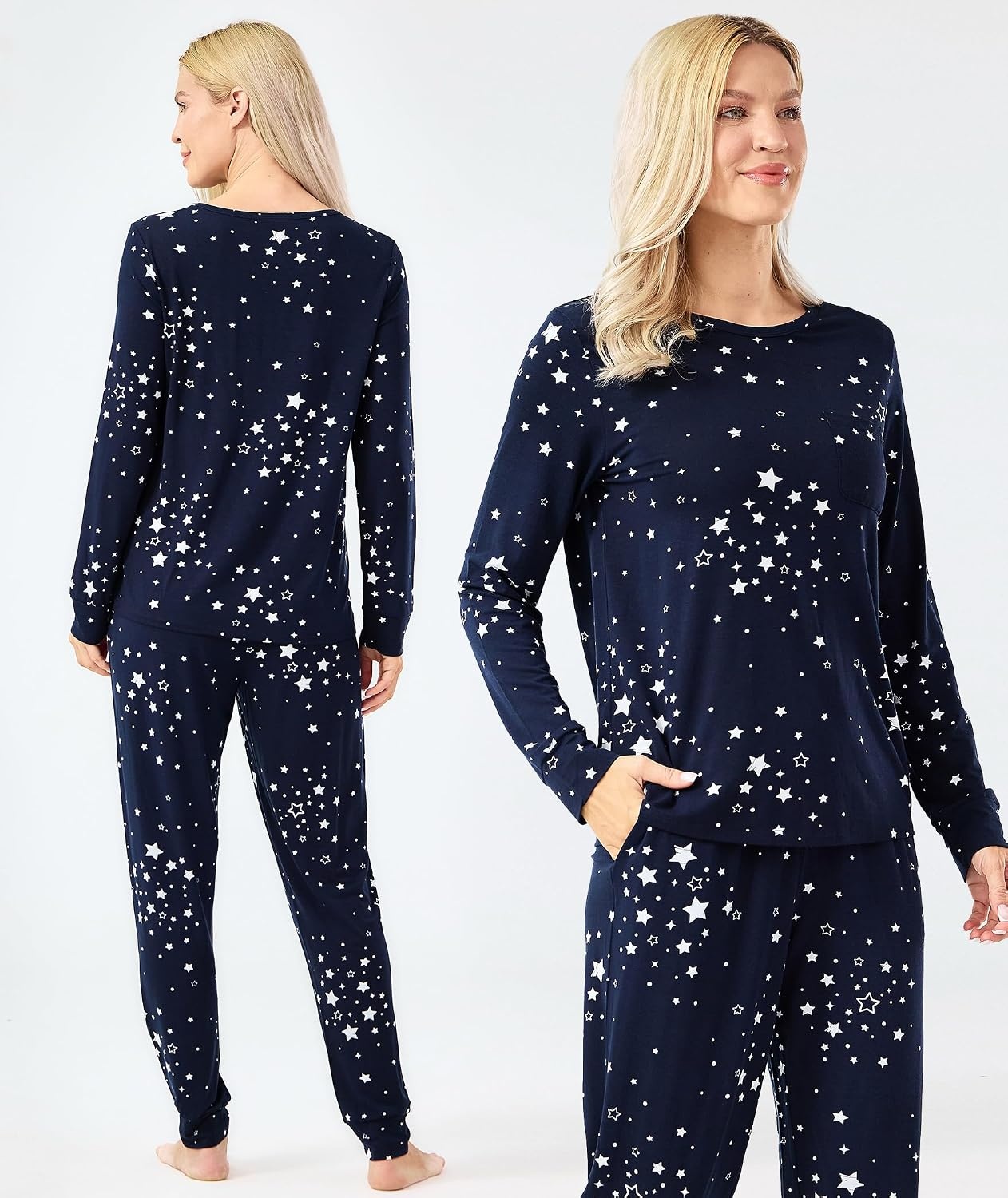 image:imageGYS Womens Bamboo Viscose Pajama Set Cooling for Hot FlashesBlue Stars