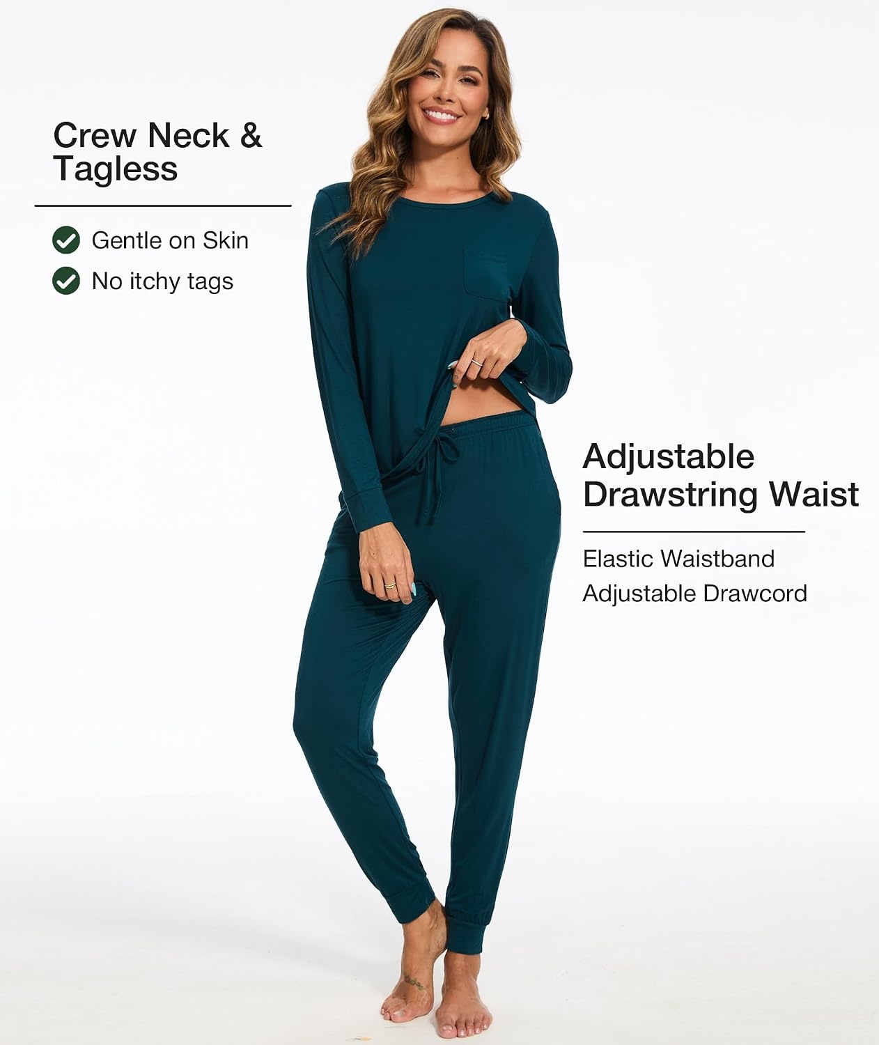 image:imageGYS Womens Bamboo Viscose Pajama Set Cooling for Hot FlashesDark Cyan