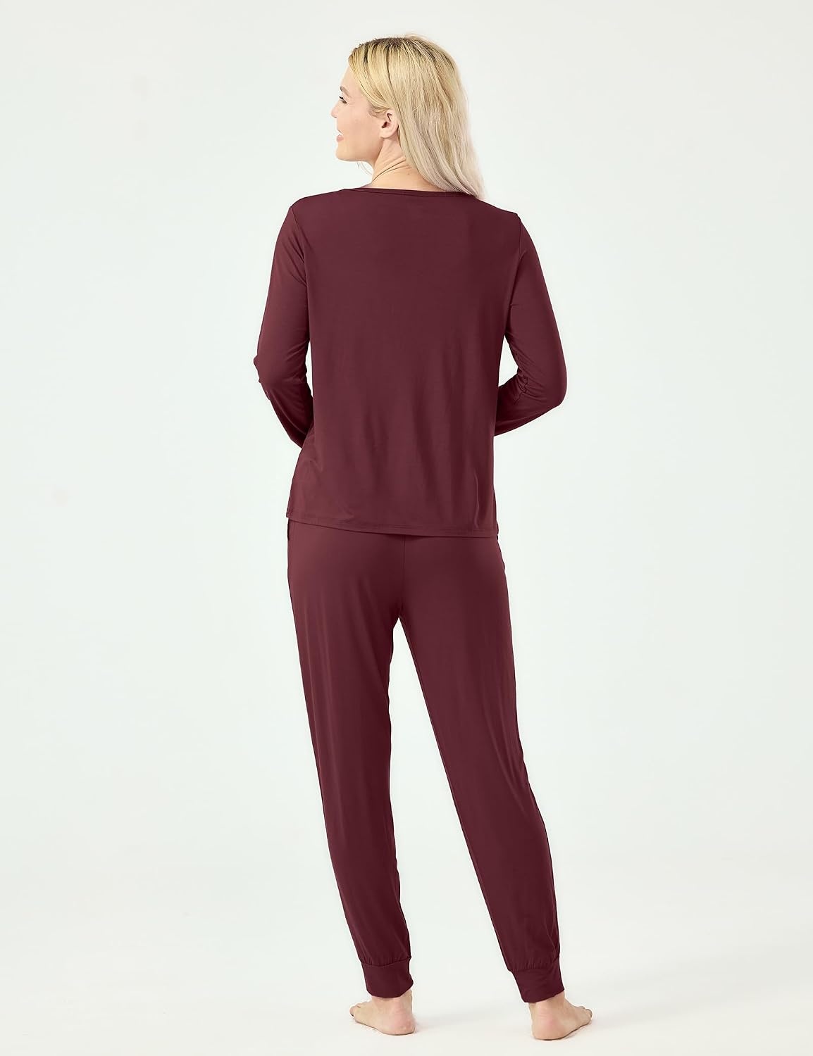 image:imageGYS Womens Bamboo Viscose Pajama Set Cooling for Hot FlashesFicus Red