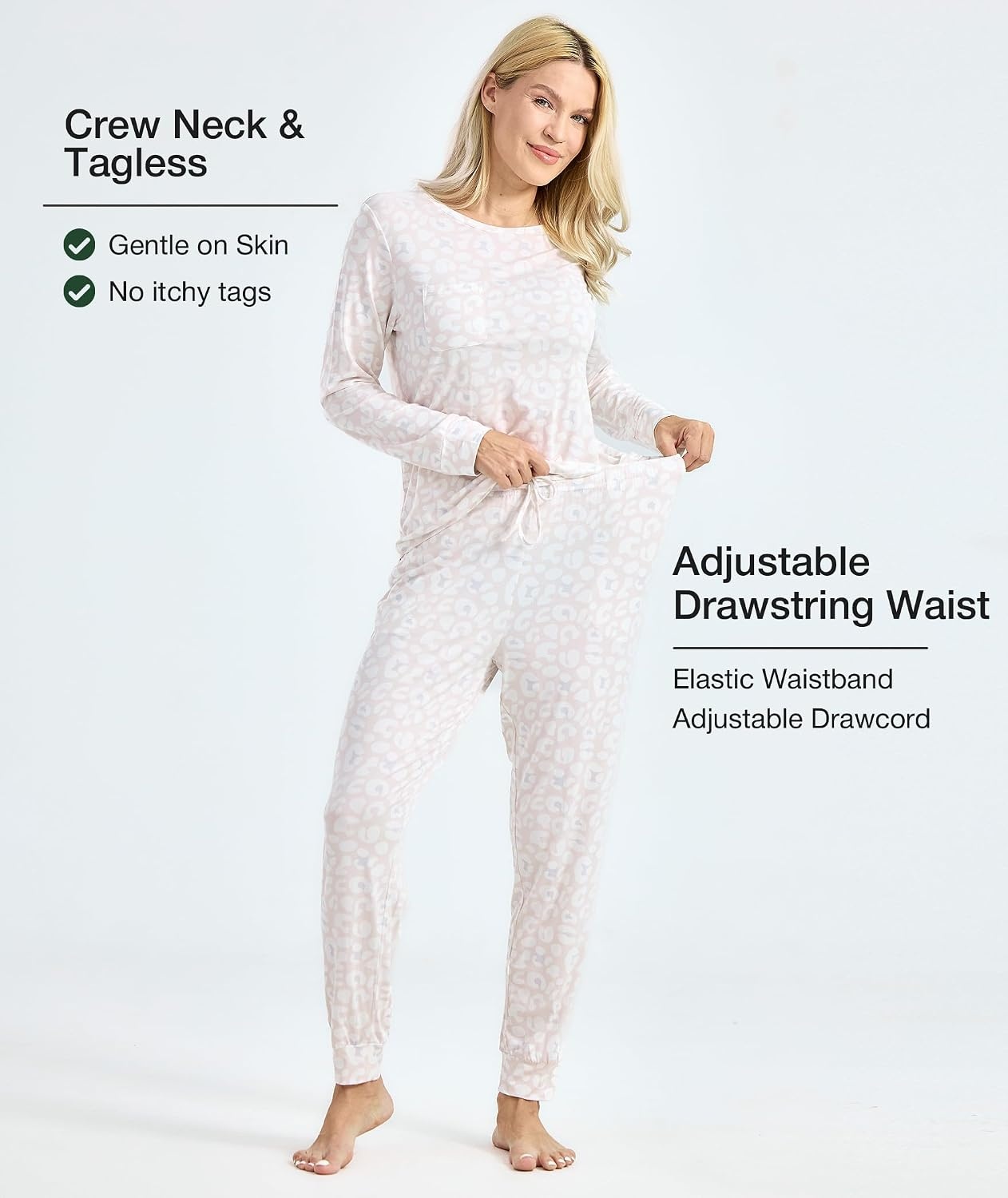 image:imageGYS Womens Bamboo Viscose Pajama Set Cooling for Hot FlashesOat Leopard