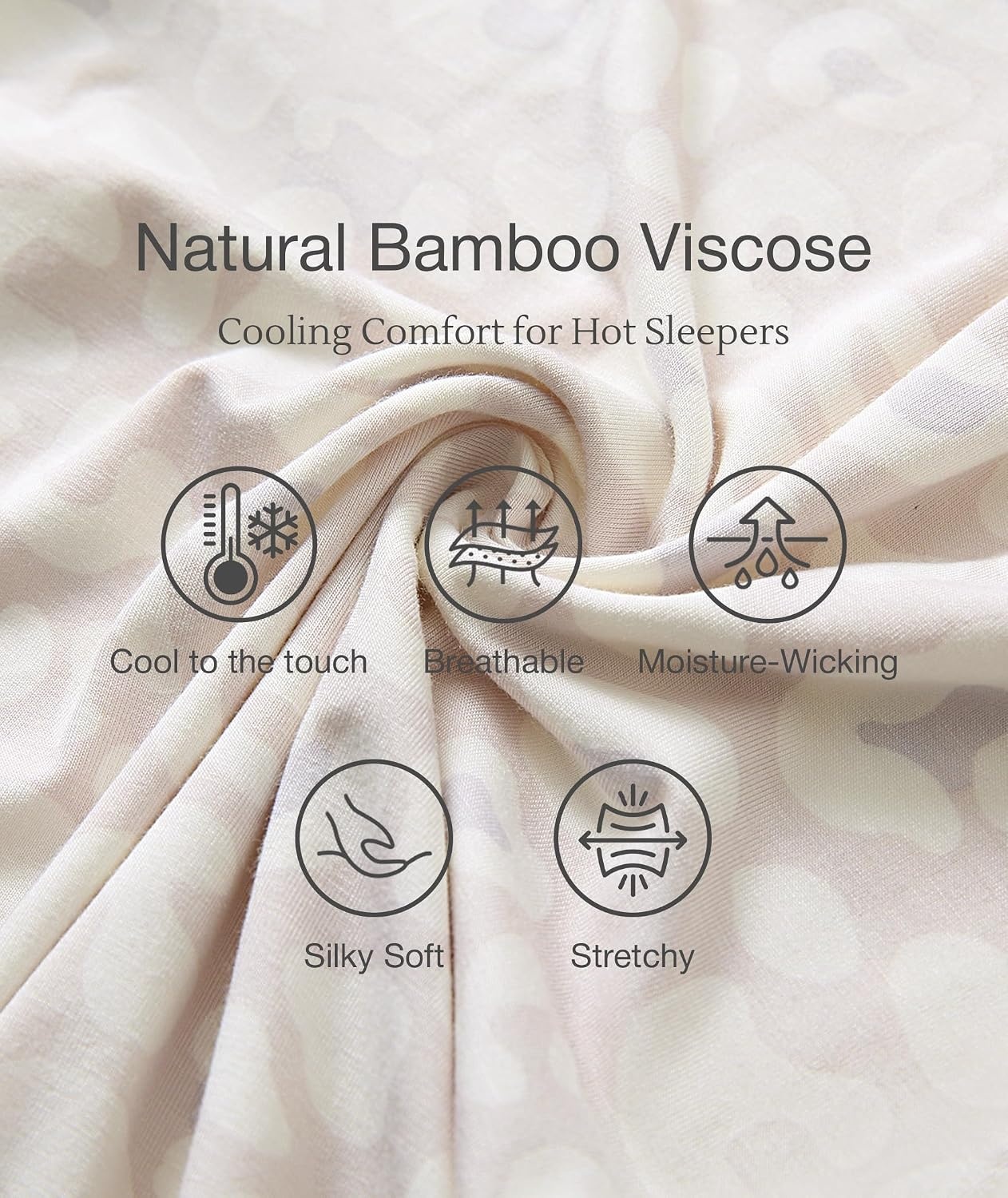 image:imageGYS Womens Bamboo Viscose Pajama Set Cooling for Hot FlashesOat Leopard