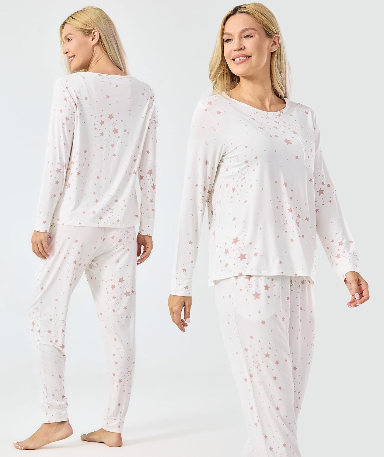 image:imageGYS Womens Bamboo Viscose Pajama Set Cooling for Hot FlashesWhite Stars