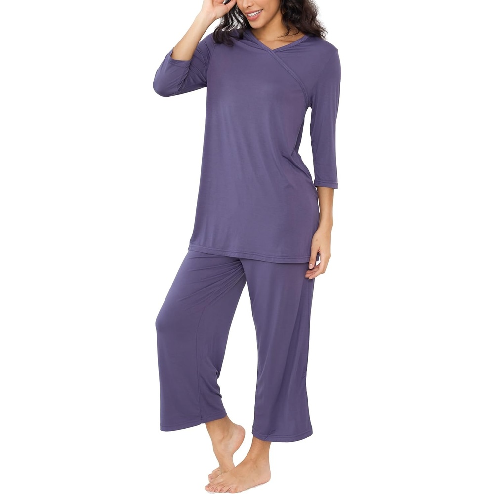 image:imageGYS Bamboo Viscose Capri Pajamas for Women Set Soft 34 Sleeve SleepwearAir Purple