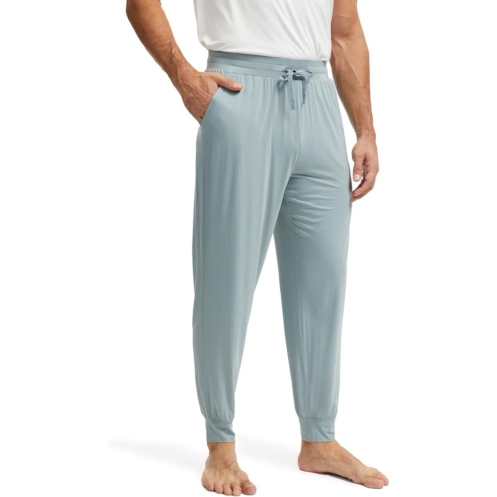 image:imageGYS Bamboo Viscose Mens Pajama Pants with PocketsLight Greyish Green