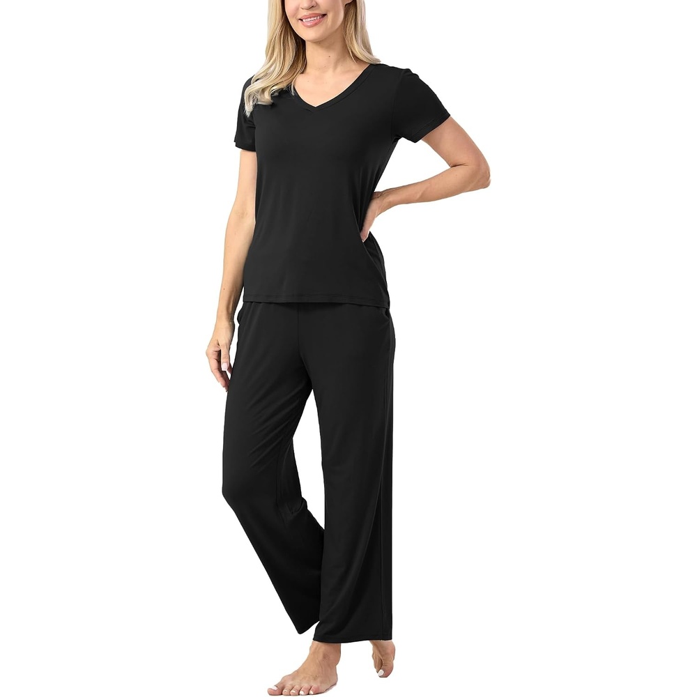 image:imageGYS Bamboo Viscose Pajamas for Women Cooling Sleepwear for Hot FlashesBlack