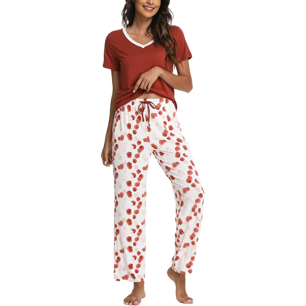 image:imageGYS Bamboo Viscose Pajamas for Women Cooling Sleepwear for Hot FlashesBrick Red