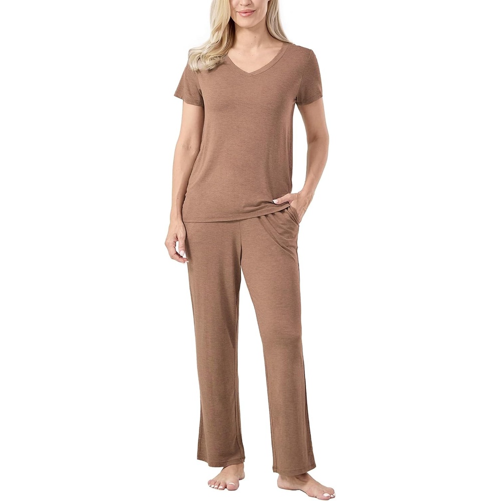 image:imageGYS Bamboo Viscose Pajamas for Women Cooling Sleepwear for Hot FlashesCamel