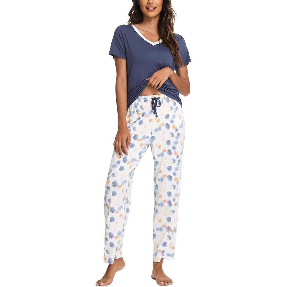 image:imageGYS Bamboo Viscose Pajamas for Women Cooling Sleepwear for Hot FlashesIndigo Blue