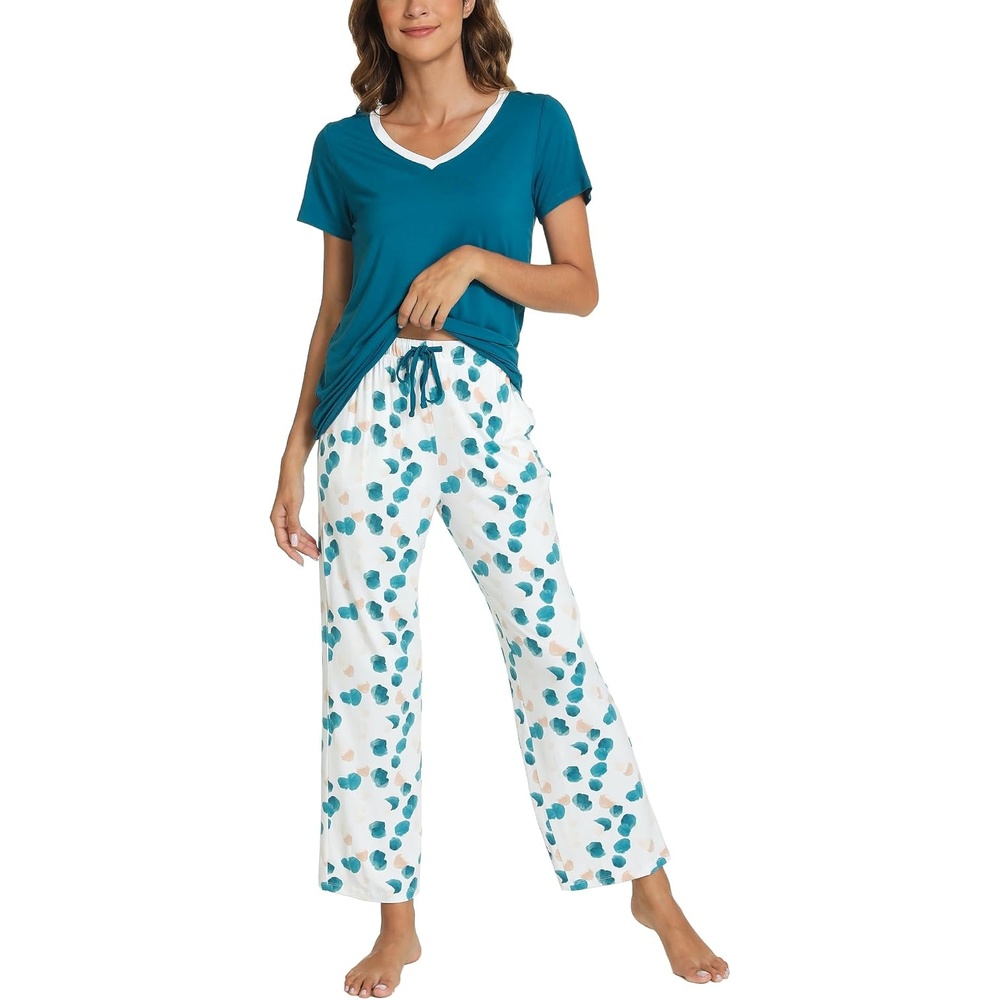 image:imageGYS Bamboo Viscose Pajamas for Women Cooling Sleepwear for Hot FlashesTeal Blue
