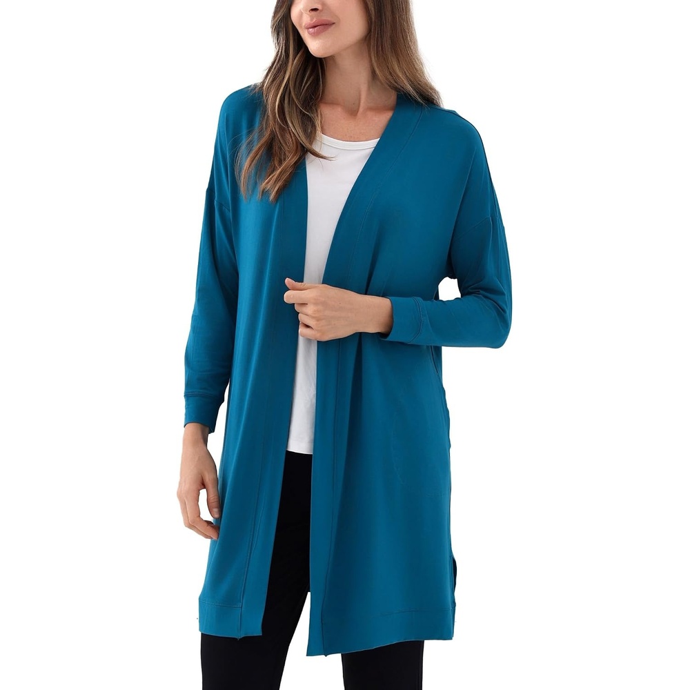 image:imageGYS Bamboo Viscose Women Open Front Cardigan Soft Long Sleeve Casual CoatTeal Blue