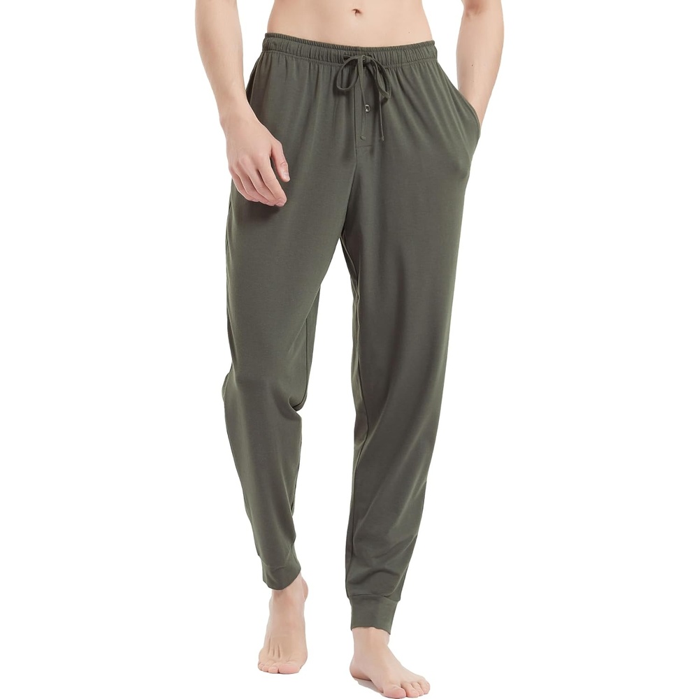 image:imageGYS Mens Bamboo Viscose Jogger Pajama Pants Cooling Lounge BottomsArmy Green