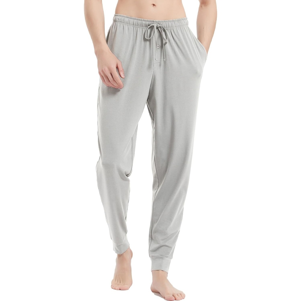 image:imageGYS Mens Bamboo Viscose Jogger Pajama Pants Cooling Lounge BottomsLight Grey