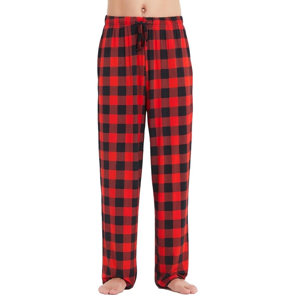 image:imageGYS Mens Bamboo Viscose Pajama Pants Sleep Lounge BottomsRed Plaid
