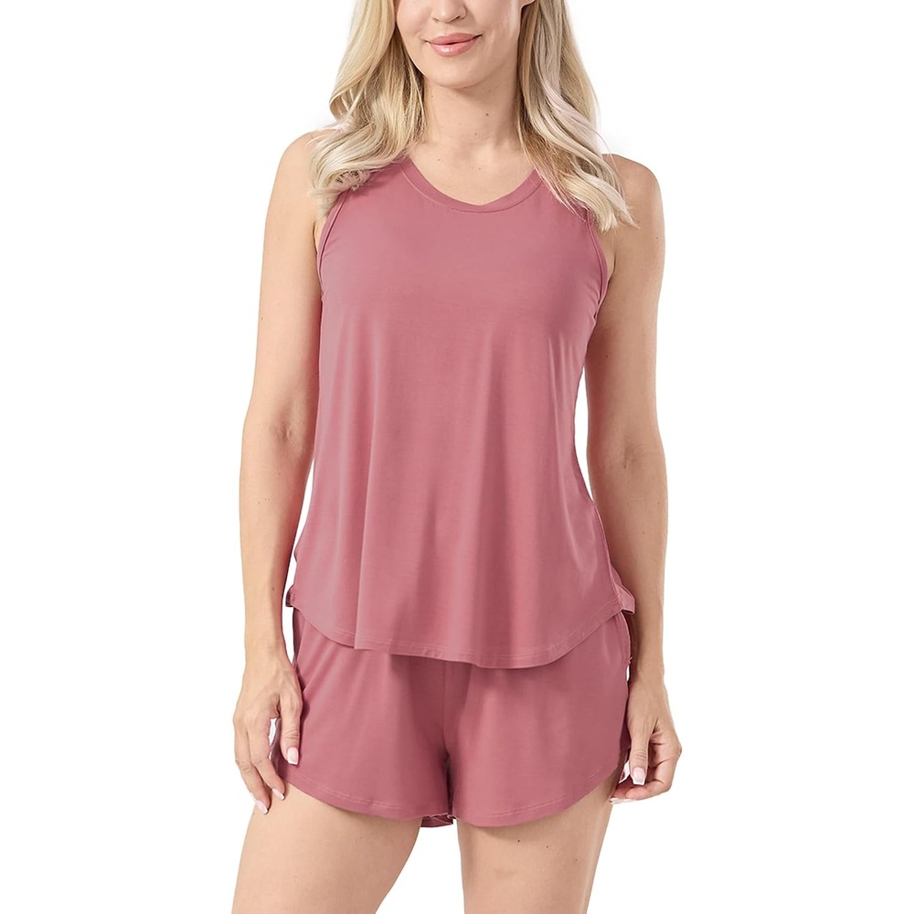 image:imageGYS Womens Bamboo Viscose Cooling Tank Pajama SetRose Pink
