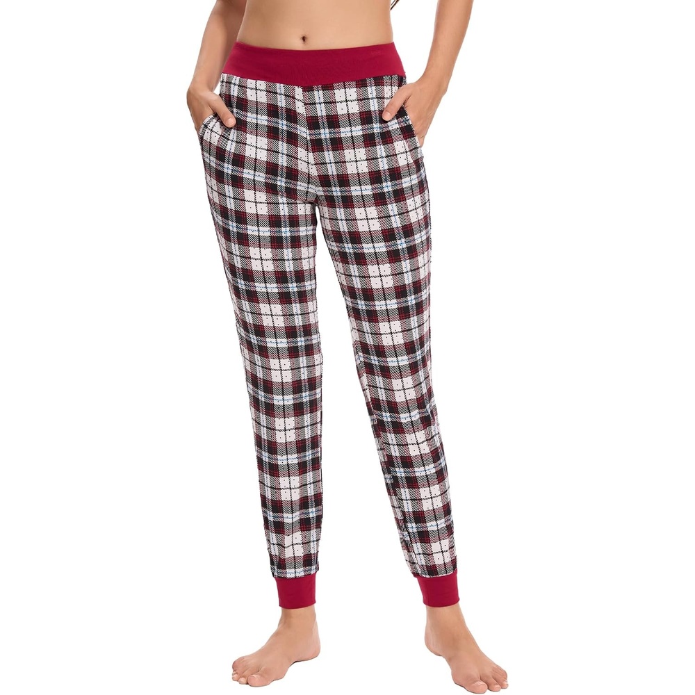 image:imageGYS Womens Bamboo Viscose Jogger Pajama PantsMulticoloured Plaid