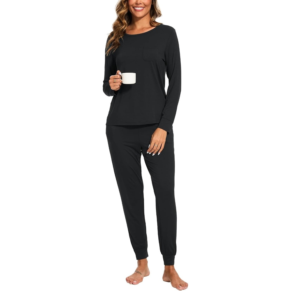 image:imageGYS Womens Bamboo Viscose Pajama Set Cooling for Hot FlashesBlack