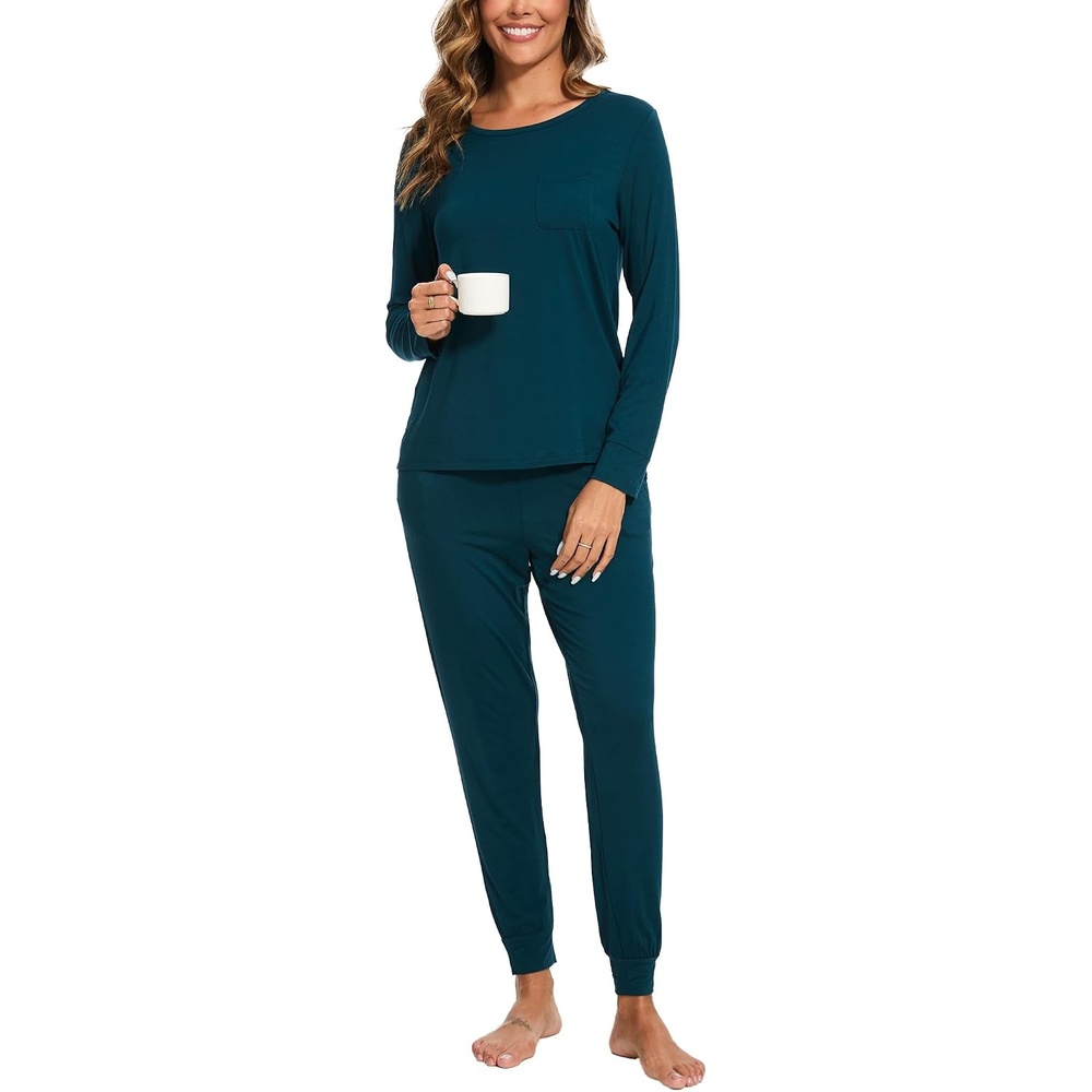 image:imageGYS Womens Bamboo Viscose Pajama Set Cooling for Hot FlashesDark Cyan
