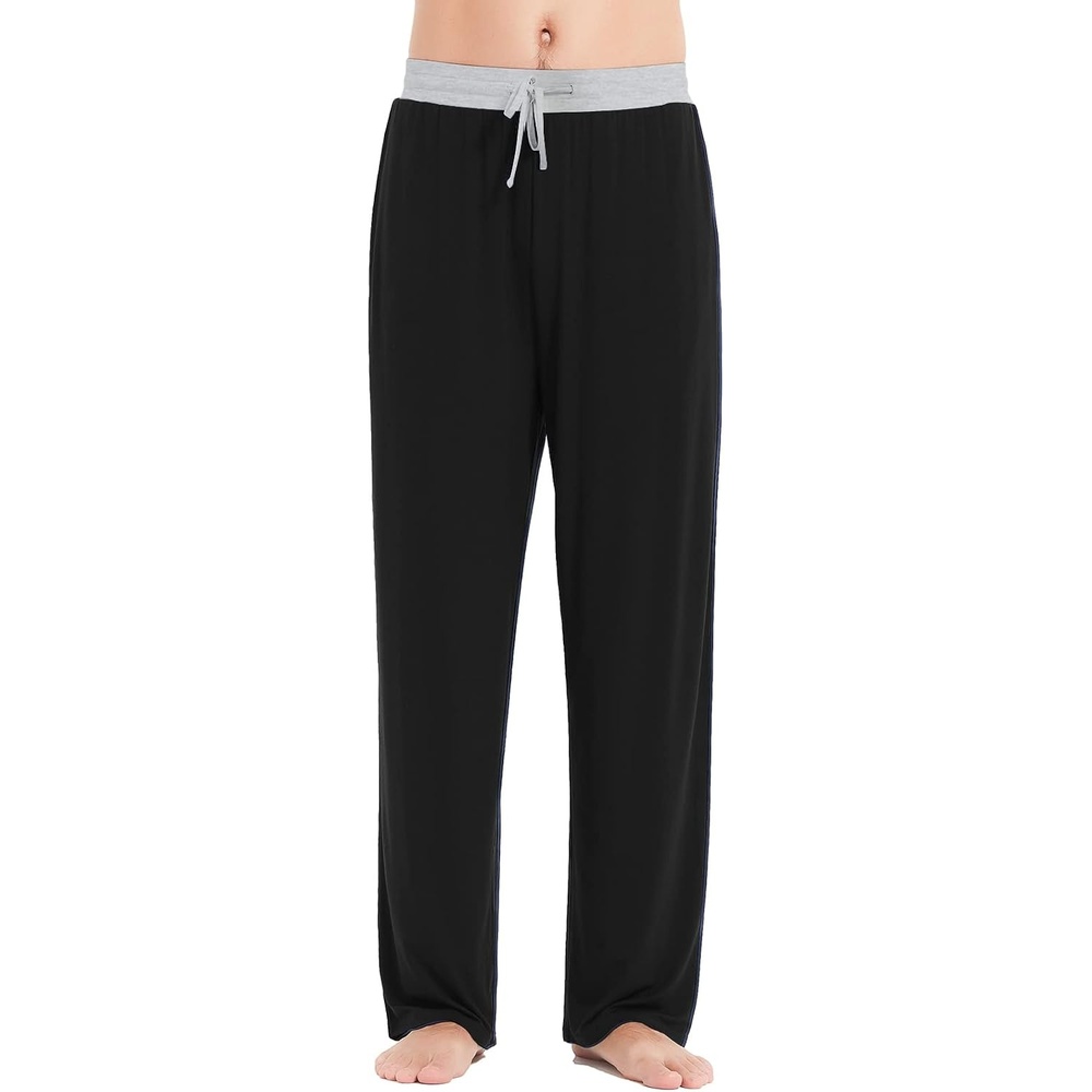 image:imageLazyCozy Bamboo Viscose Mens Pajama Pants with Pockets Soft Lightweight Lounge PantsBlack