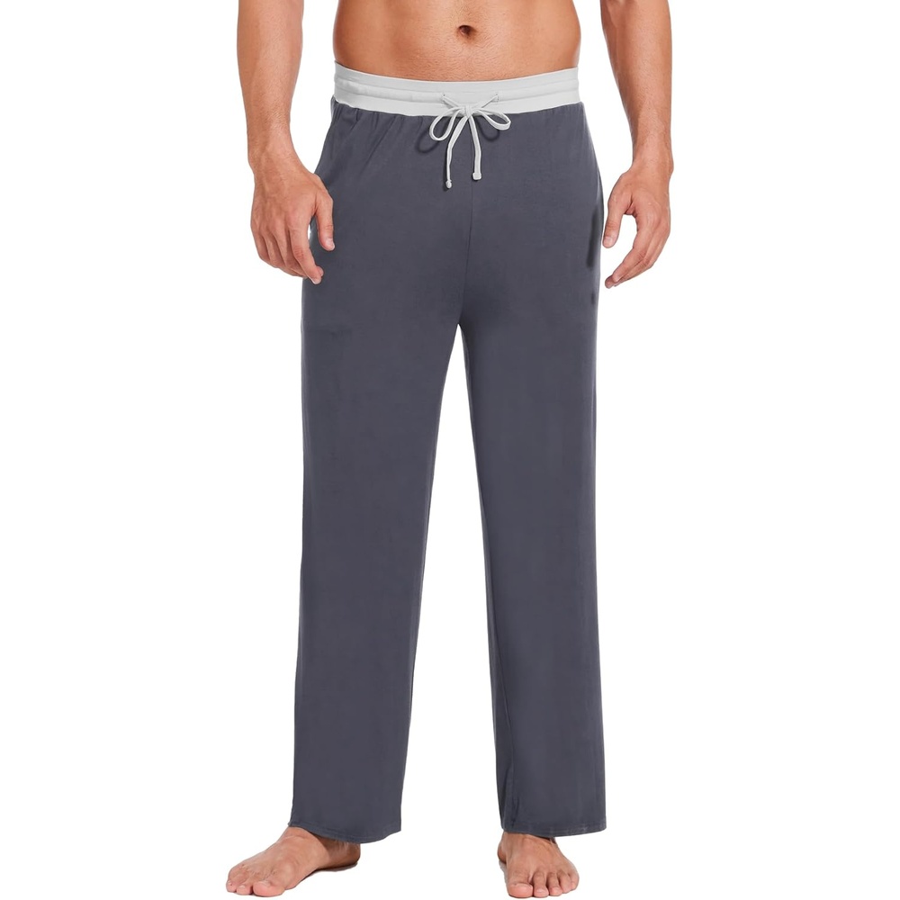 image:imageLazyCozy Bamboo Viscose Mens Pajama Pants with Pockets Soft Lightweight Lounge PantsDark Grey