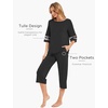 GYS Bamboo Viscose Capri Pajamas for Women Set Cooling 3/4 Sleeve Pjs(Black)