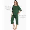 GYS Bamboo Viscose Capri Pajamas for Women Set Cooling 3/4 Sleeve Pjs(Dark Green)