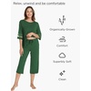 GYS Bamboo Viscose Capri Pajamas for Women Set Cooling 3/4 Sleeve Pjs(Dark Green)