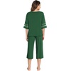 GYS Bamboo Viscose Capri Pajamas for Women Set Cooling 3/4 Sleeve Pjs(Dark Green)