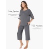 GYS Bamboo Viscose Capri Pajamas for Women Set Cooling 3/4 Sleeve Pjs(Dark Heather Grey)