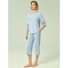 GYS Bamboo Viscose Capri Pajamas for Women Set Cooling 3/4 Sleeve Pjs(Light Blue)