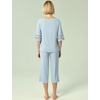 GYS Bamboo Viscose Capri Pajamas for Women Set Cooling 3/4 Sleeve Pjs(Light Blue)