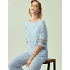 GYS Bamboo Viscose Capri Pajamas for Women Set Cooling 3/4 Sleeve Pjs(Light Blue)