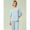 GYS Bamboo Viscose Capri Pajamas for Women Set Cooling 3/4 Sleeve Pjs(Light Blue)