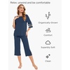 GYS Bamboo Viscose Capri Pajamas for Women Set Cooling 3/4 Sleeve Pjs(Light Navy)