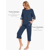 GYS Bamboo Viscose Capri Pajamas for Women Set Cooling 3/4 Sleeve Pjs(Light Navy)