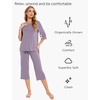 GYS Bamboo Viscose Capri Pajamas for Women Set Cooling 3/4 Sleeve Pjs(Violet)
