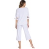 GYS Bamboo Viscose Capri Pajamas for Women Set Cooling 3/4 Sleeve Pjs(White)