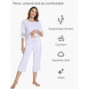 GYS Bamboo Viscose Capri Pajamas for Women Set Cooling 3/4 Sleeve Pjs(White)